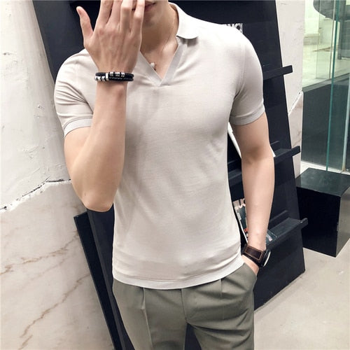 V-neck Breathable Short Sleeved Collar Shirts
