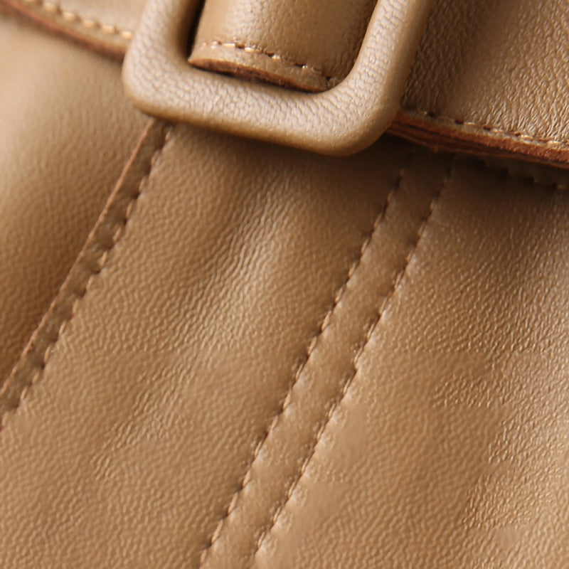 Genuine Leather Mid Thigh Straight Shorts