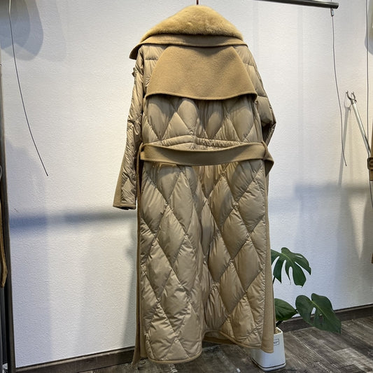 Cashmere Puffer Duck Down Real Mink Collar Trench Coats