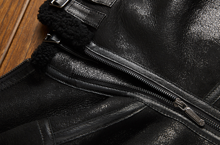 Genuine Leather Real Fur Lining Hooded Coat