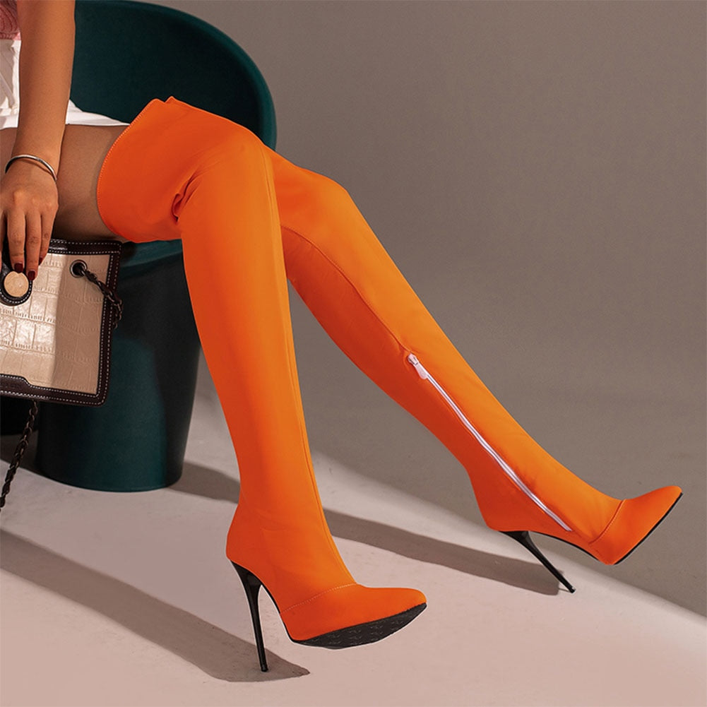 Pu Leather Over-the-knee High Heel Boots