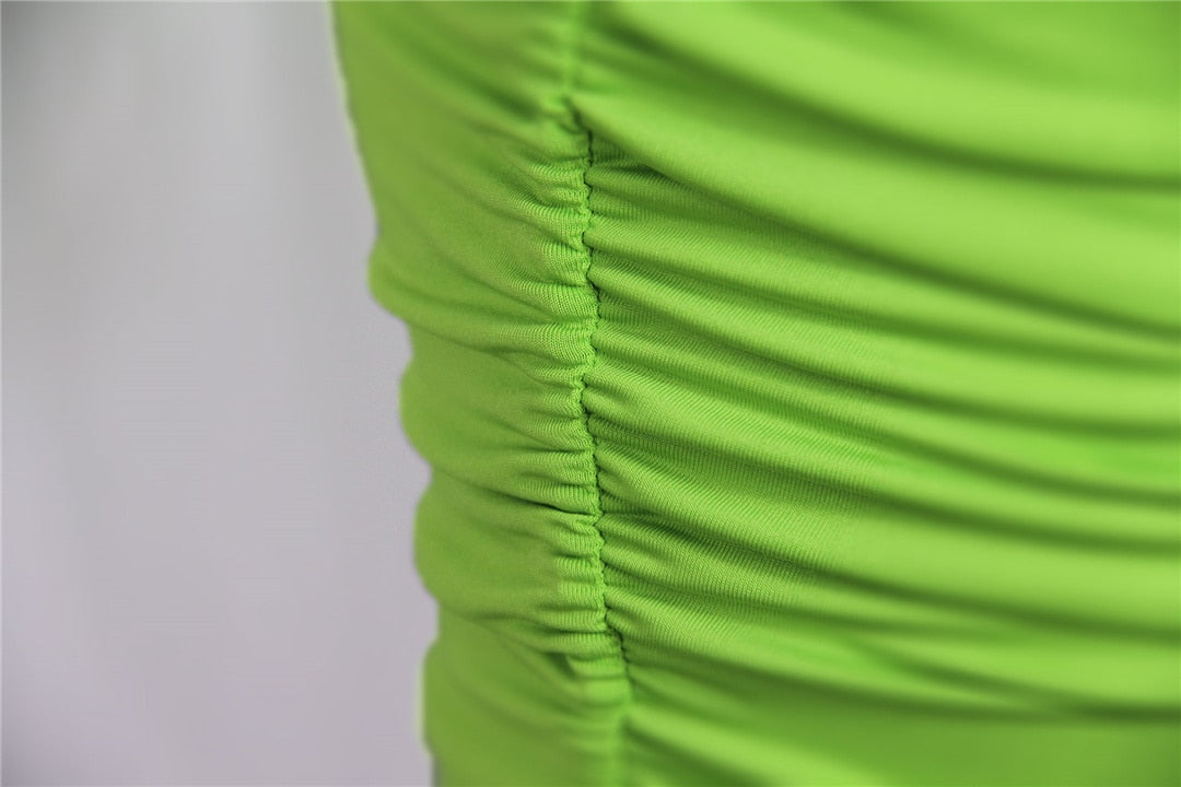 String Sleeveless Backless Pleated Mini Dresses