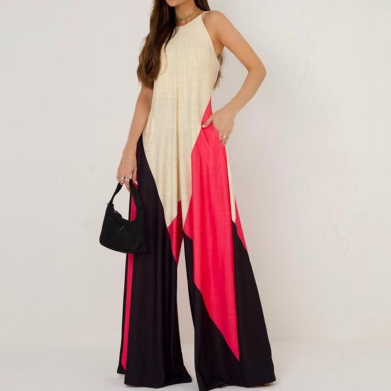 Backless Sleeveless Sling Wide Leg Jumpsuits