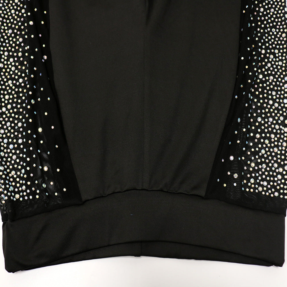 Sparkling Crystal Crop & Mesh Leggings Sets