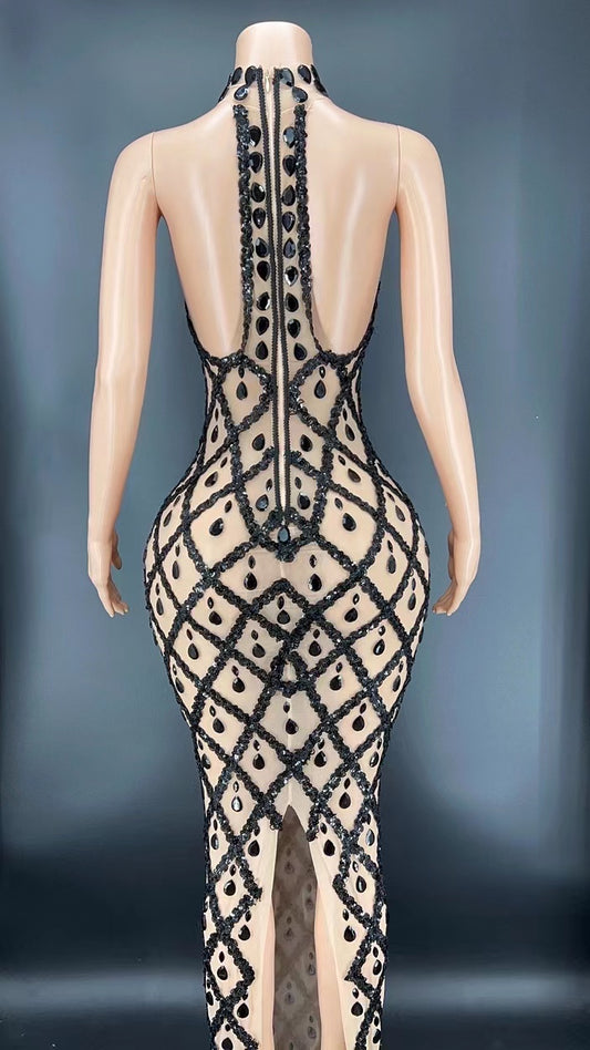 Collection Of Hanging Rhinestone Maxi Dresses