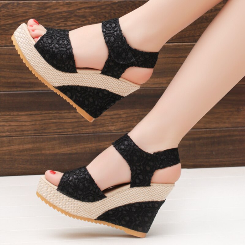 Peep Toe High Wedge Sandals
