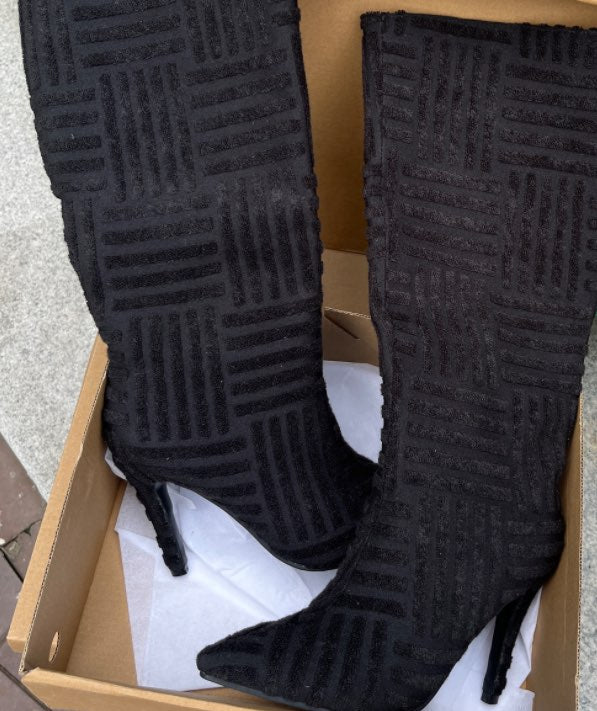 Pu Pattern Knee High Boots