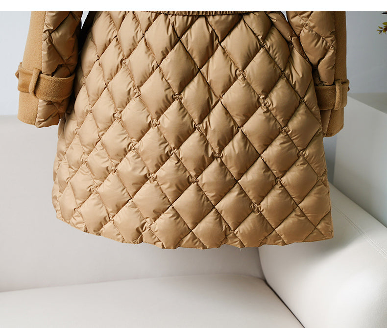 Mink Collar Cashmere Wool Goose Down Long Coats