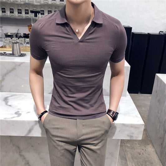 V-neck Breathable Short Sleeved Collar Shirts