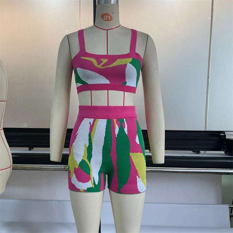 Strap Crop Top & Shorts Sets