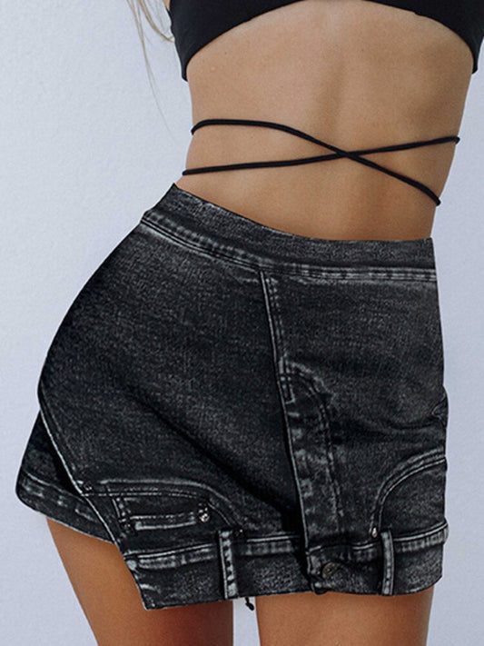 Jean Pocket Skirt Denim Shorts
