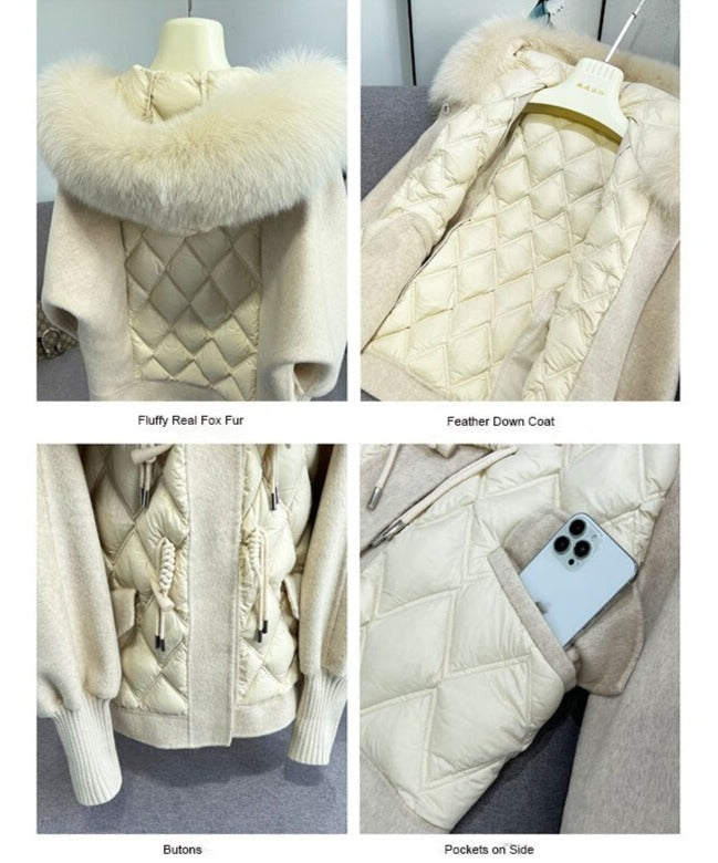 Cashmere Real Fur Down Double Sided Loose Wool Coat