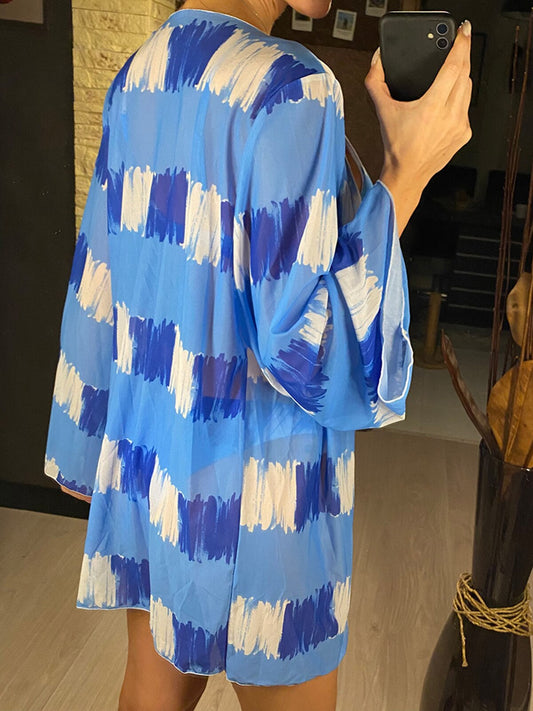 Print V-Bar Bikini Set & Cover Up