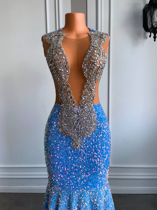 Mesh Diamond Beaded Mermaid Dresses