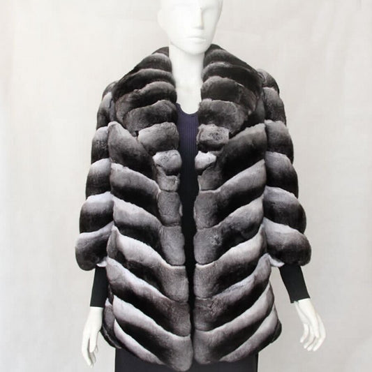 Rex Rabbit Real Fur Coats 3 Chinchilla Style