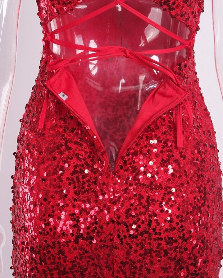 Sequin Sleeveless Deep V Bodycon Mermaid Dresses