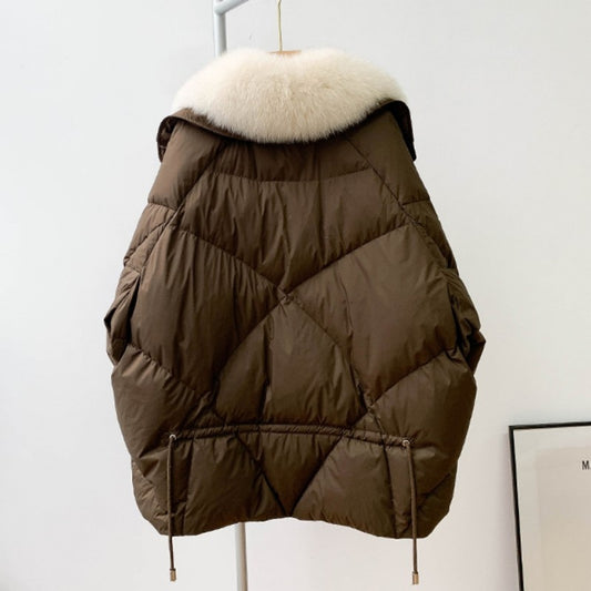 Boyfriend Style Real Fur Collar Duck Down Puffer Coat