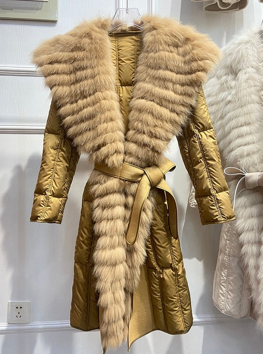 Real Fur Big Collar Goose Down Puffer Coats