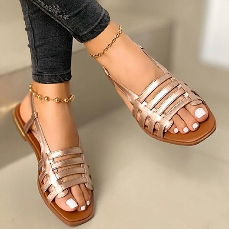 Open Toe Flat Roman Back Strap Sandals