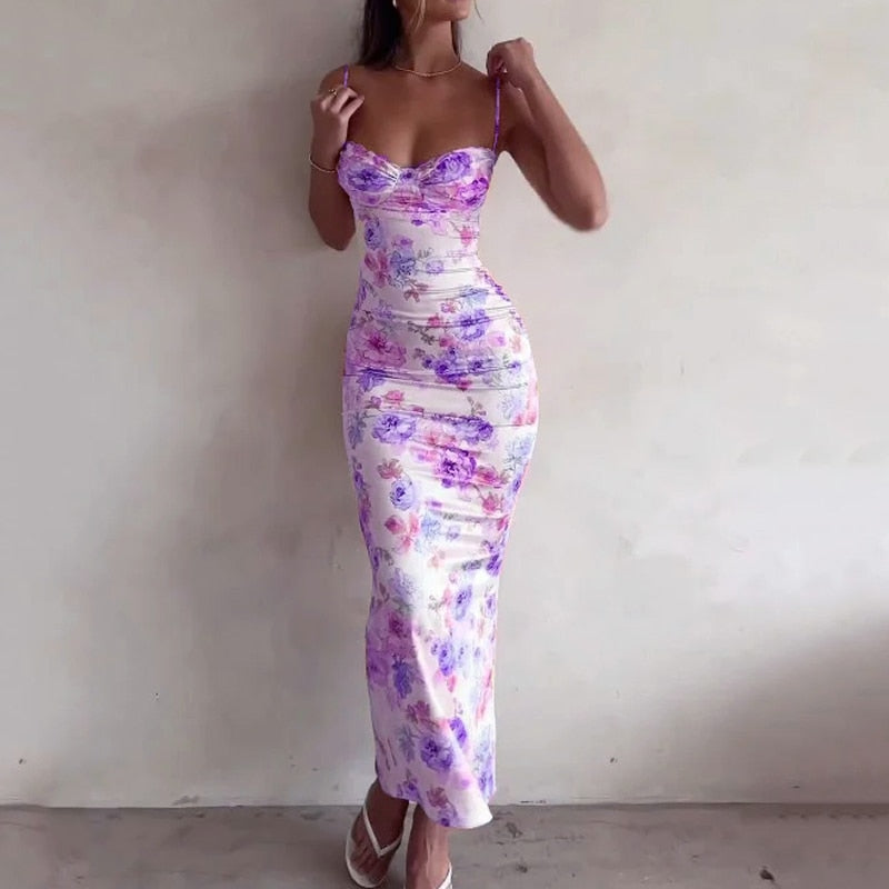 Floral Printed Sleeveless Maxi Dresses