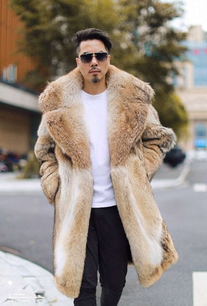Coyote Real Fur Long Coat Big Fur Collar