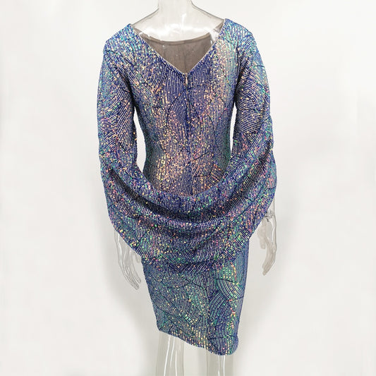Sequin Cape Sleeves Mini Dress