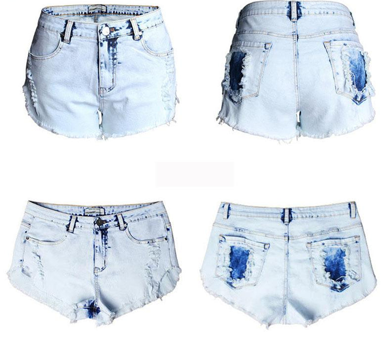 White Wash High Waist Ripped Tassel Denim Shorts