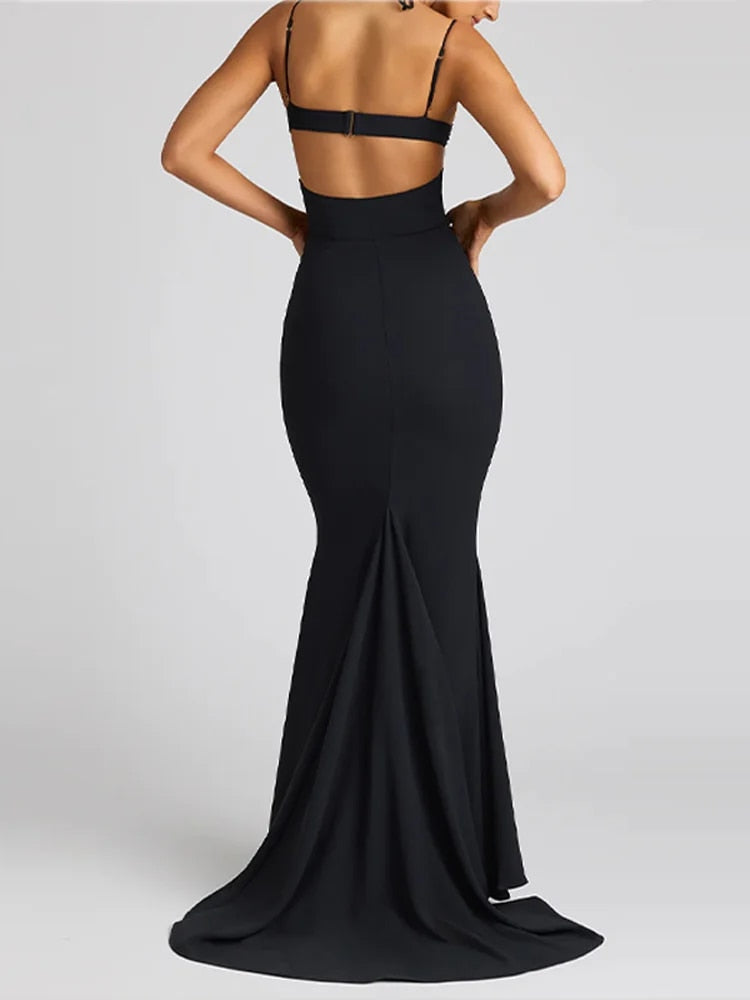 Hollow Shiny Heart Sling Long Dresses