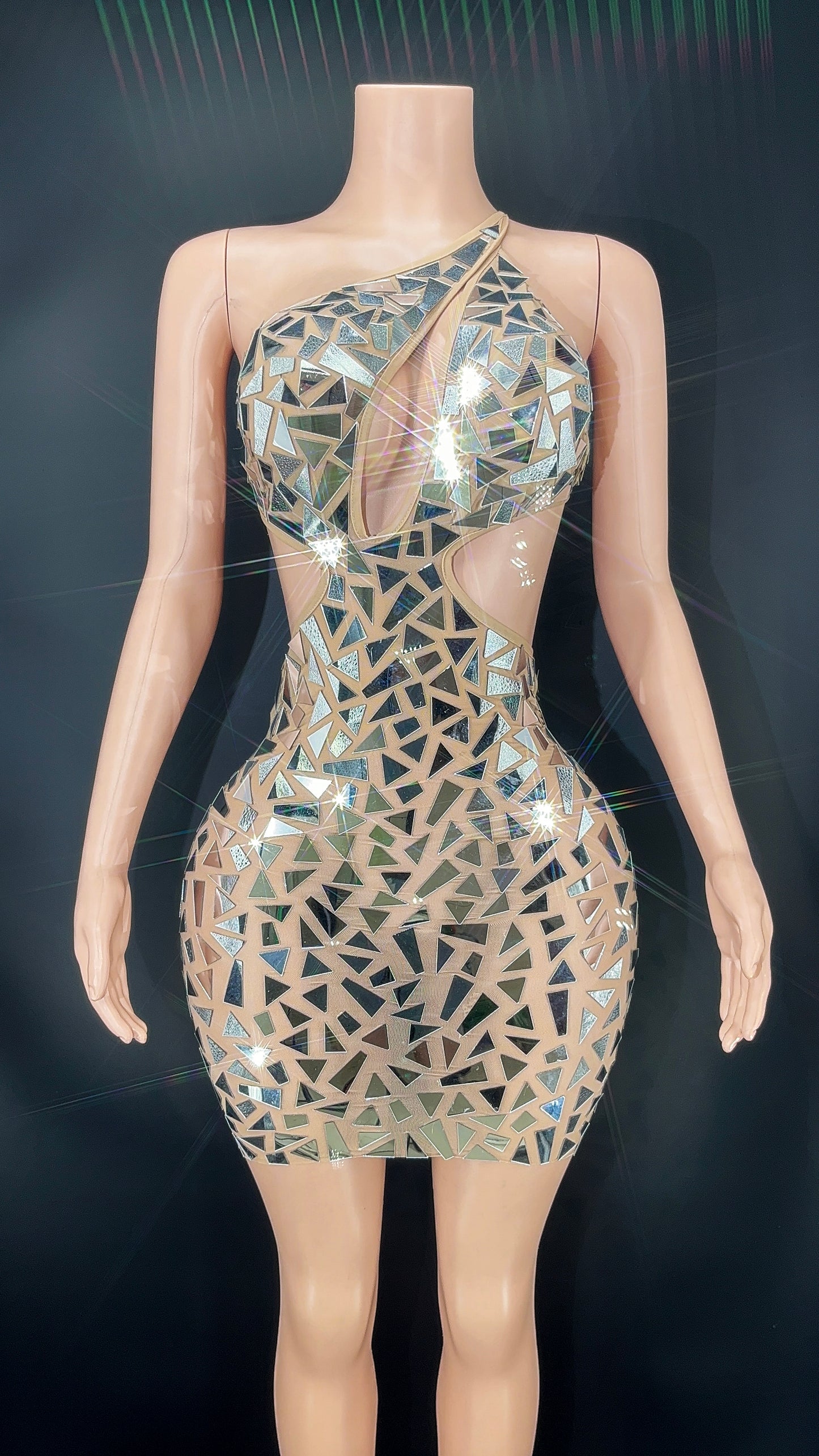 Silver Mirror Triangle Mini Dress