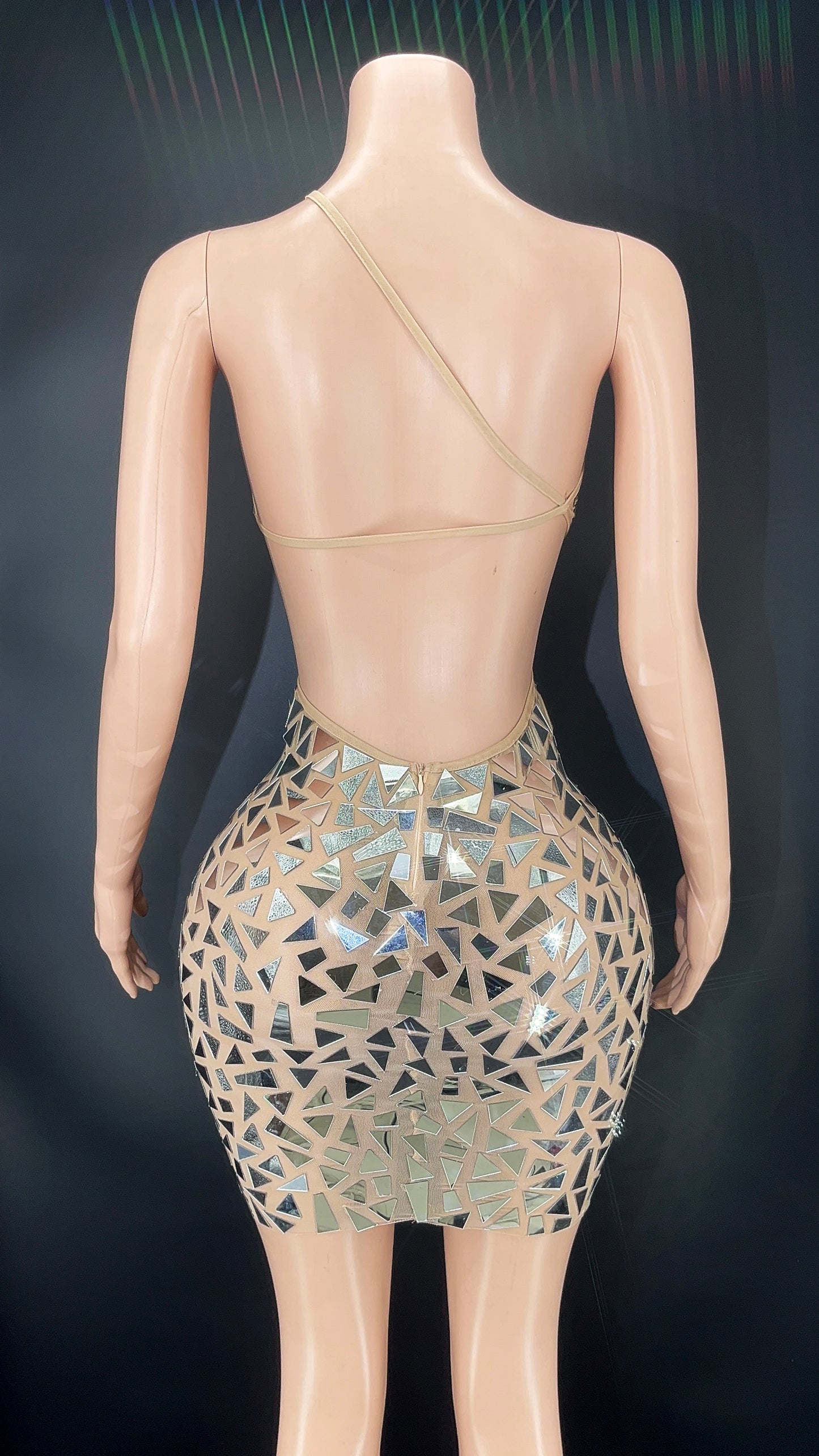 Silver Mirror Triangle Mini Dress