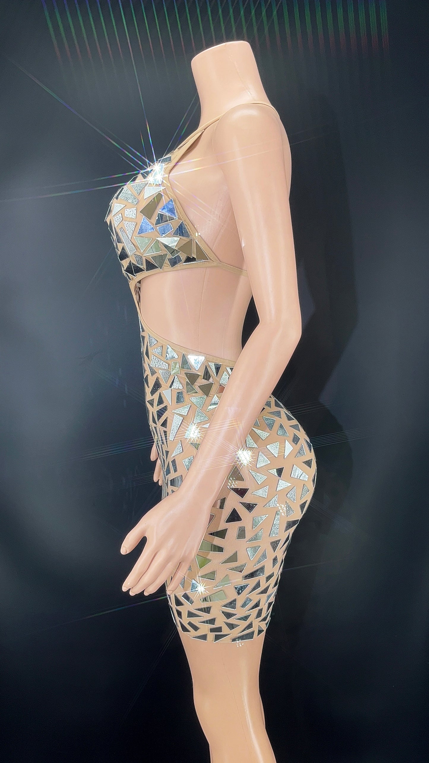 Silver Mirror Triangle Mini Dress