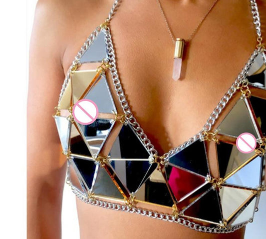 Chain Hollow Crop Tops