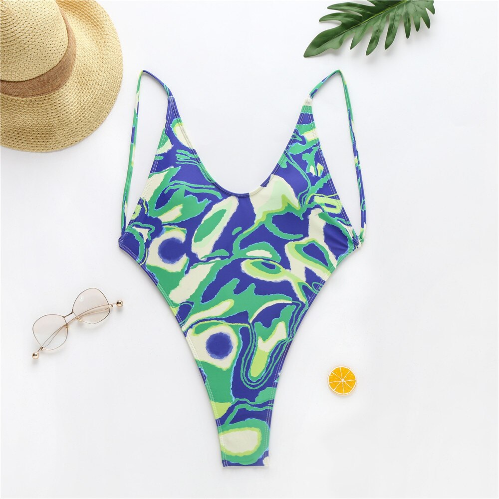 Colorful Mix Backless Thong Monokinis