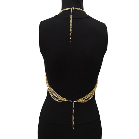 Sparkling Hollow Metal Breast Chain Crop Top