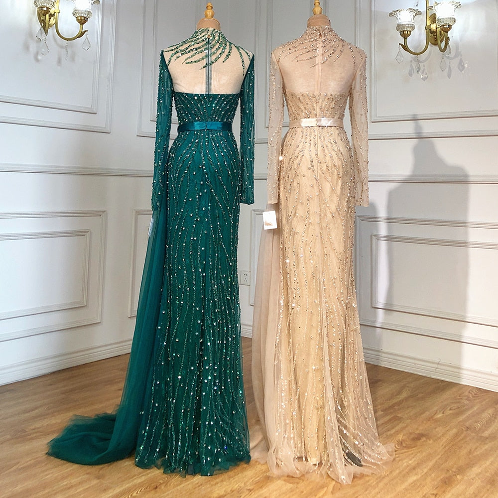 Luxury Crystal Stripe Mermaid Evening Gowns