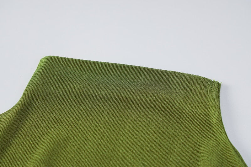 Green Sleeveless Bodycon Split Long Dress