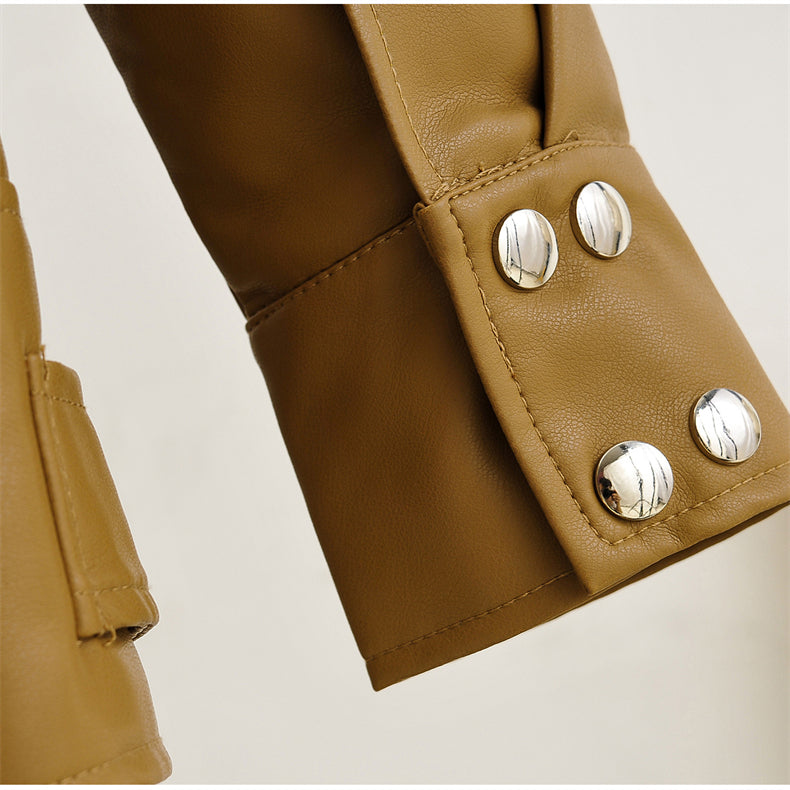 PU Leather Loose Long Moto Jackets