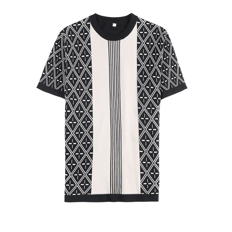Print O Collar Short Sleeve Slim T-Shirts