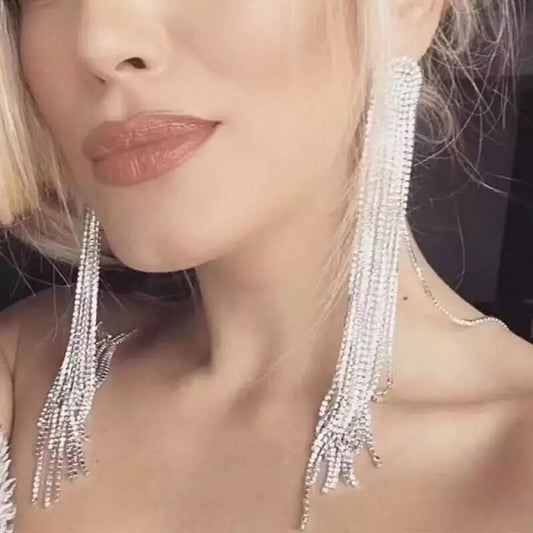 Rhinestone Tassel Earrings