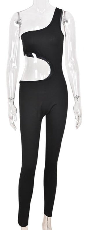 Side Cut Out One Shoulder Sleeveless Jumpsuits