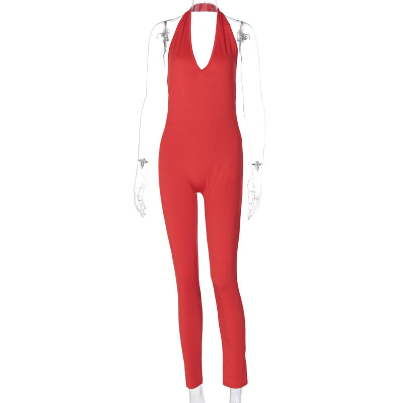 Halter Backless Sleeveless Sport Jumpsuits