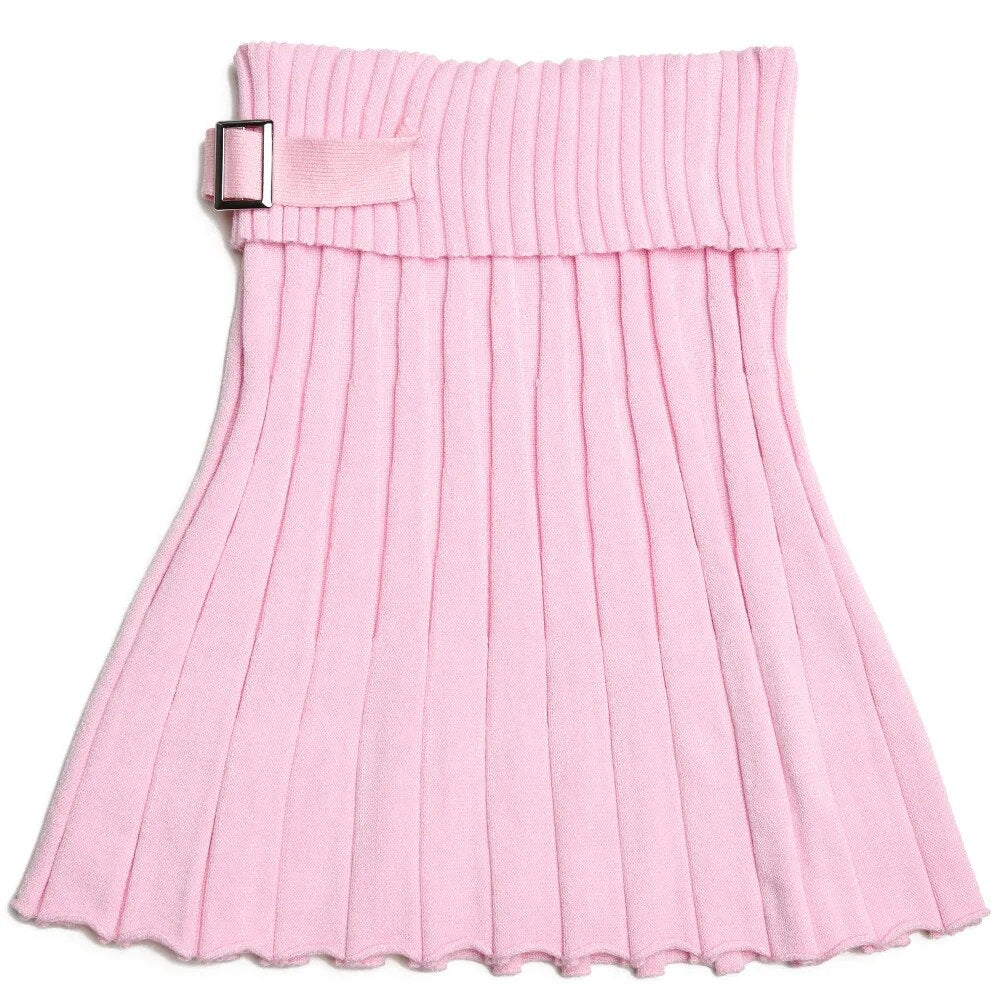 Knitted Crop Top & Mini Pleated Skirts Sets