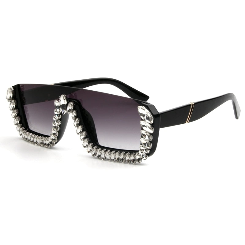 Square Bottom Frame Crystal Sunglasses