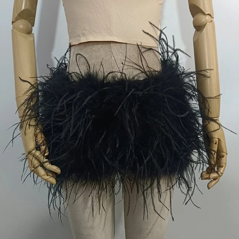 Ostrich Feather Mini Skirts