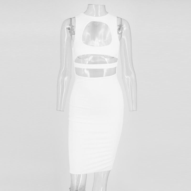 Hollow out Belly Strap Tank Bodycon Dresses