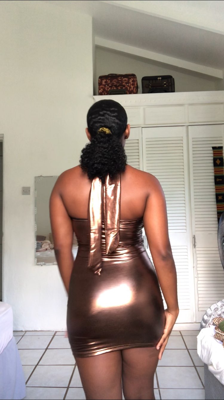 Halter PU Leather Hollow Chest Backless Mini Dress