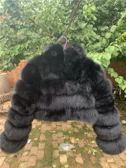 Hoodie Fox Fur Short Coats