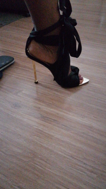Fabric Tie Peep Toe High Heels