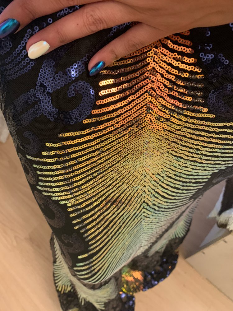 O Neck Long Sleeve Backless Sequin Maxi Multi Dress