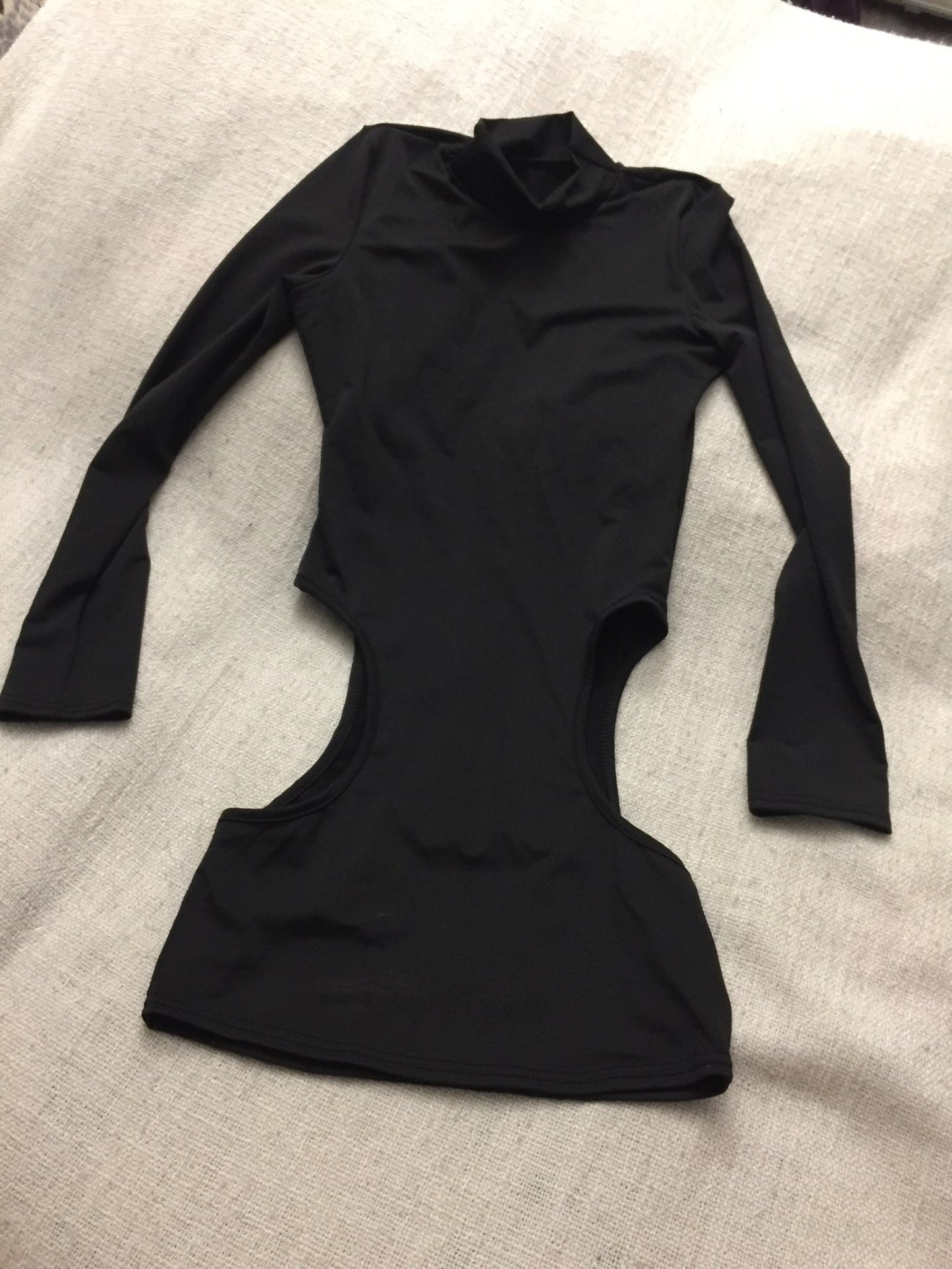 Hollow Hip Turtleneck Long Sleeve Mini Bodycon Dresses